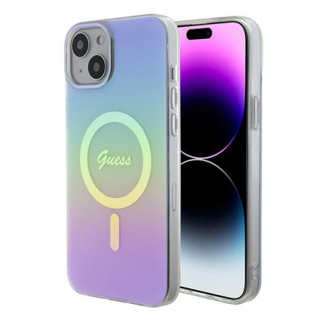 Kryt Guess IML Iridescent MagSafe pro iPhone 15 Plus – fialová