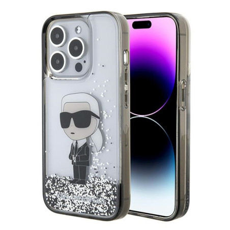 Kryt Karl Lagerfeld IKONIK Liquid Glitter iPhone 15 Pro – transparen