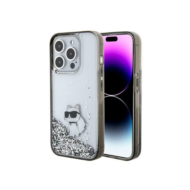 Kryt Karl Lagerfeld CHOUPETTE Liquid Glitter pro iPhone 15 Pro Max - transparent