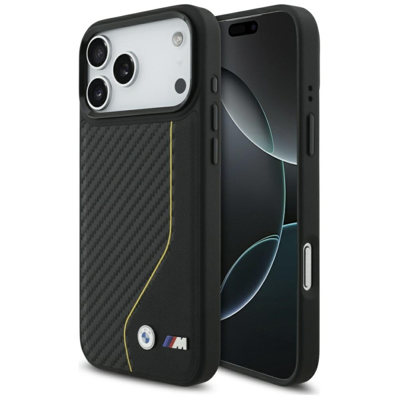 BMW pouzdro M Carbon Line & Logo MagSafe pro iPhone 17 Pro Max – žluté