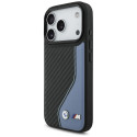 BMW kožené pouzdro M Carbon Logo MagSafe pro iPhone 17 Pro – modré