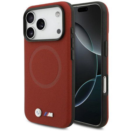 BMW M FW Metal Logo kovové pouzdro MagSafe na iPhone 17 Pro - červené