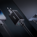 Joyroom GaN 65W rychlá nabíječka USB-A, 2x USB-C černá + USB-C - USB-C 100W kabel 1,2 m (TCG01)