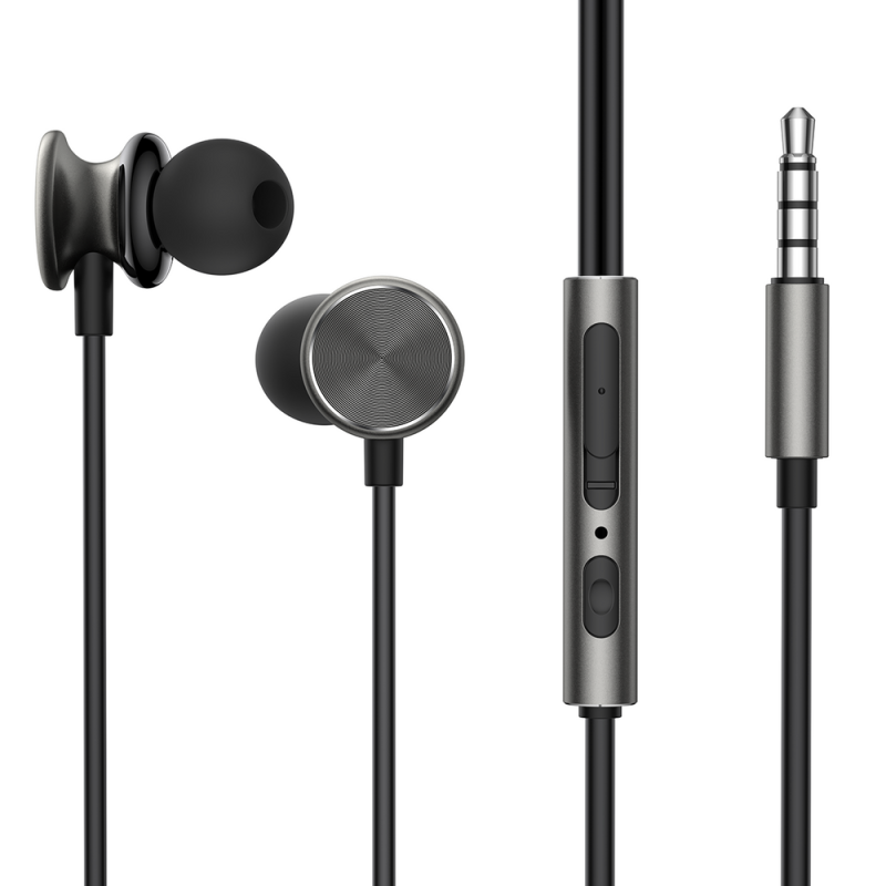 Sluchátka Joyroom Wired Series JR-EW03 drátová do uší - tmavě šedá