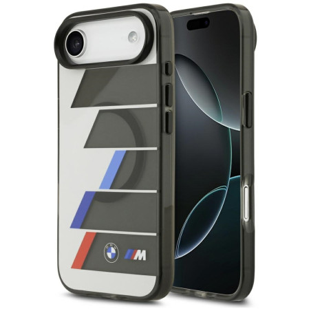 Pouzdro BMW M IML Metal Buttons Tricolor Lines MagSafe na iPhone Air - šedé