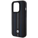 BMW kožené pouzdro Leather Stamp Blue Line pro iPhone 15 Pro Max – černé