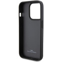 BMW kožené pouzdro Leather Stamp Blue Line pro iPhone 15 Pro Max – černé
