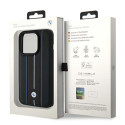 BMW kožené pouzdro Leather Stamp Blue Line pro iPhone 15 Pro Max – černé