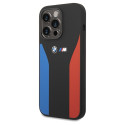 BMW Silikonové pouzdro Blue&Red Stripes M Collection na iPhone 15 Pro Max - černé