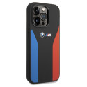 BMW Silikonové pouzdro Blue&Red Stripes M Collection na iPhone 15 Pro Max - černé