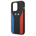 BMW Silikonové pouzdro Blue&Red Stripes M Collection na iPhone 15 Pro Max - černé