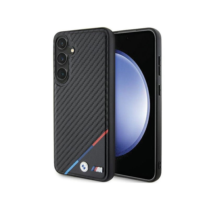 Pouzdro BMW Carbon Tricolor Line MagSafe na Samsung Galaxy S24+ - černé