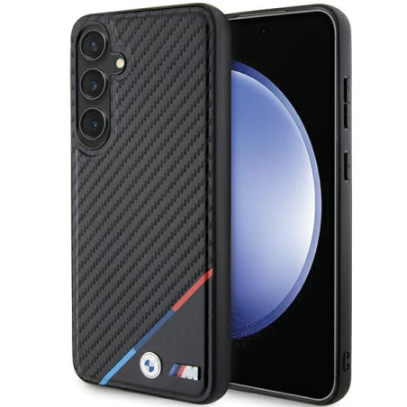 Pouzdro BMW Carbon Tricolor Line MagSafe na Samsung Galaxy S24+ - černé