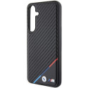 Pouzdro BMW Carbon Tricolor Line MagSafe na Samsung Galaxy S24+ - černé