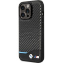 BMW kožené pouzdro Leather Carbon pro iPhone 13 Pro Max – černé