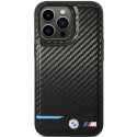 BMW kožené pouzdro Leather Carbon pro iPhone 13 Pro Max – černé