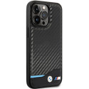 BMW kožené pouzdro Leather Carbon pro iPhone 13 Pro Max – černé