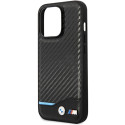 BMW kožené pouzdro Leather Carbon pro iPhone 13 Pro Max – černé