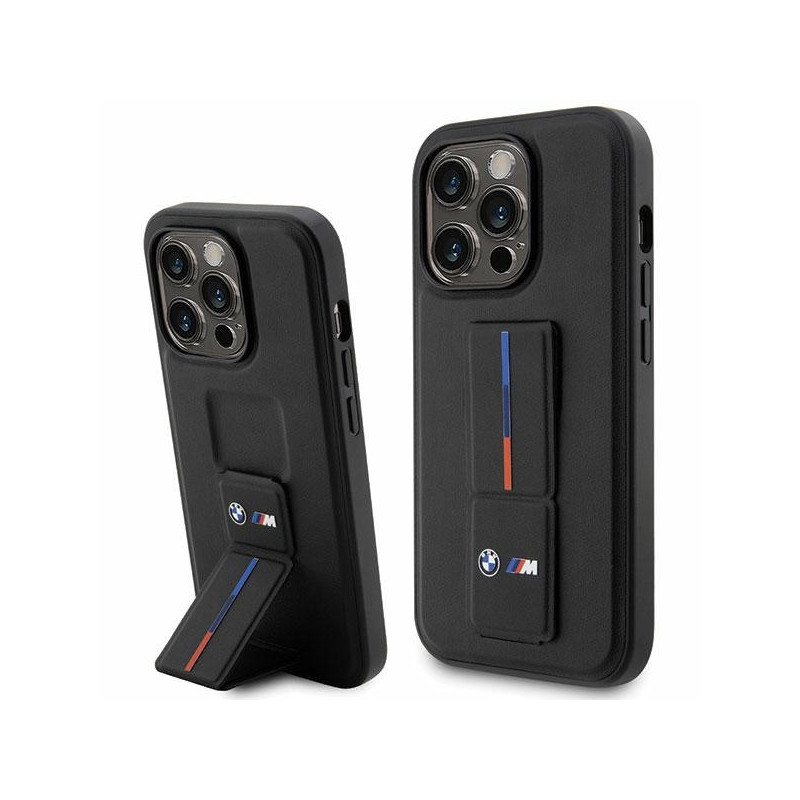 BMW pouzdro Grip Stand Hot Stamp pro iPhone 14 Pro – černé