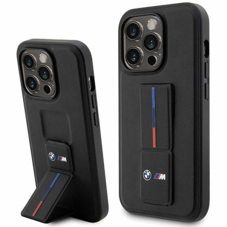 BMW pouzdro Grip Stand Hot Stamp pro iPhone 14 Pro – černé