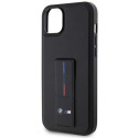BMW pouzdro Grip Stand Hot Stamp pro iPhone 14 Plus / 15 Plus – černé
