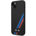 BMW Silikonové pouzdro Slanted Sttripes na iPhone 14 Plus / 15 Plus - černé