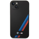 BMW Silikonové pouzdro Slanted Sttripes na iPhone 14 Plus / 15 Plus - černé