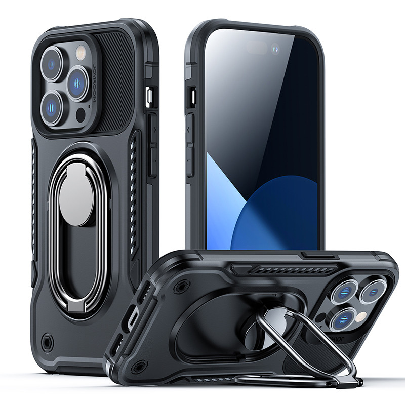 JOYROOM JR-14S2 Ultra odolný kryt s dvojitým stojánkem pro iPhone 14 Pro, černý
