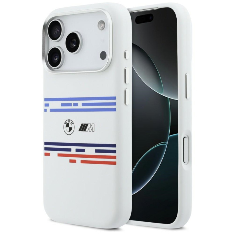 BMW pouzdro M Silicon Horizontal Line MagSafe pro iPhone 17 Pro – bílé