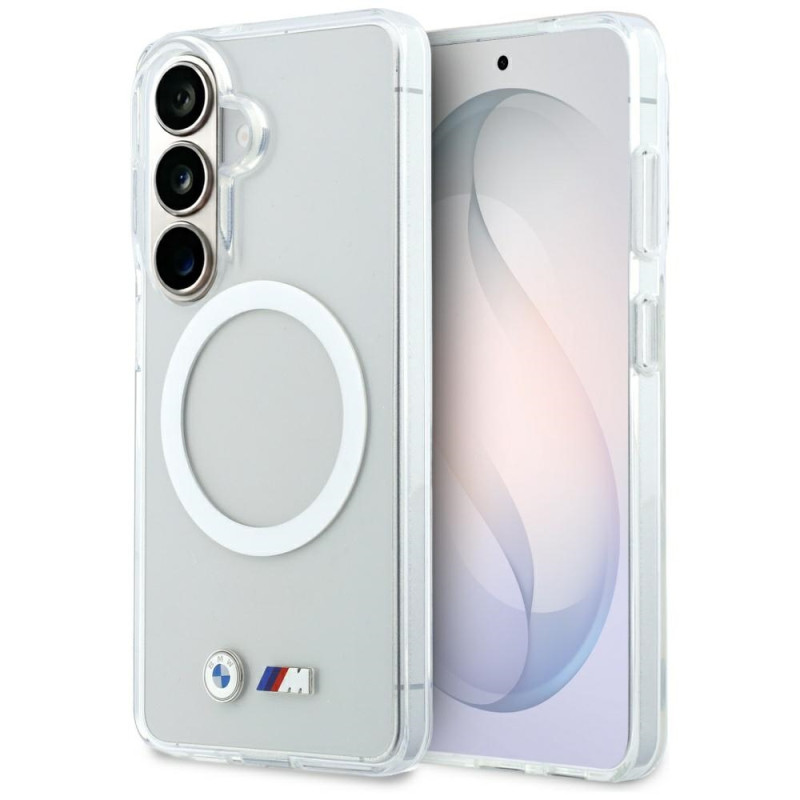 Pouzdro BMW IML Shockproof Metal Logo MagSafe na Samsung Galaxy S26 - průhledné