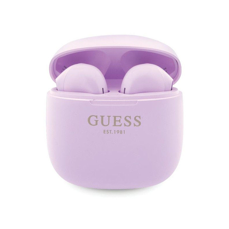 Guess GUTWST26PSU TWS Bluetooth headphones + docking station - purple Classic EST Logo