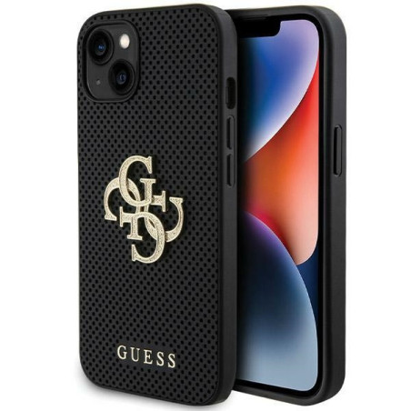 Pouzdro Guess Leather Perforated 4G Glitter Logo pro iPhone 15 – če