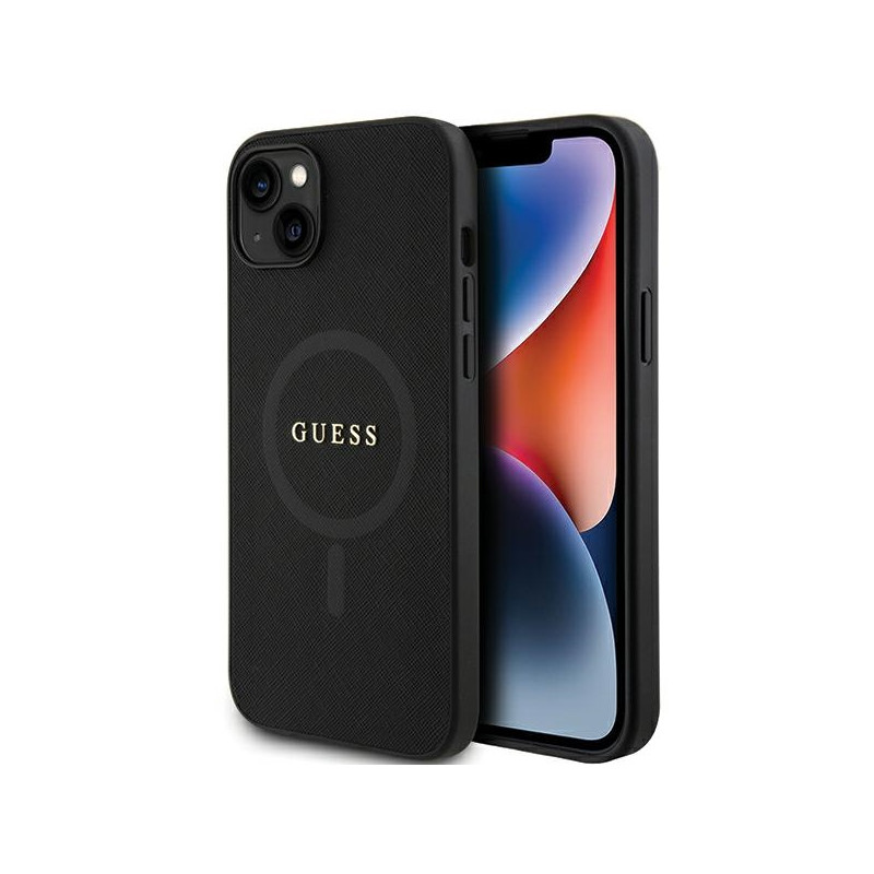 Kryt Guess GUHMP15MPSAHMCK pro iPhone 15 Plus - černá/černá (hardcase, Saffiano MagSafe)