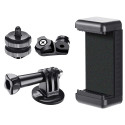 Phone/Sports Camera Holder with Adapter - Black