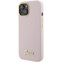 Kryt Guess Silicone Script pro iPhone 15 - růžová