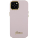 Kryt Guess Silicone Script pro iPhone 15 - růžová