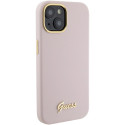 Kryt Guess Silicone Script pro iPhone 15 - růžová