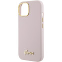 Kryt Guess Silicone Script pro iPhone 15 - růžová