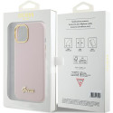 Kryt Guess Silicone Script pro iPhone 15 - růžová