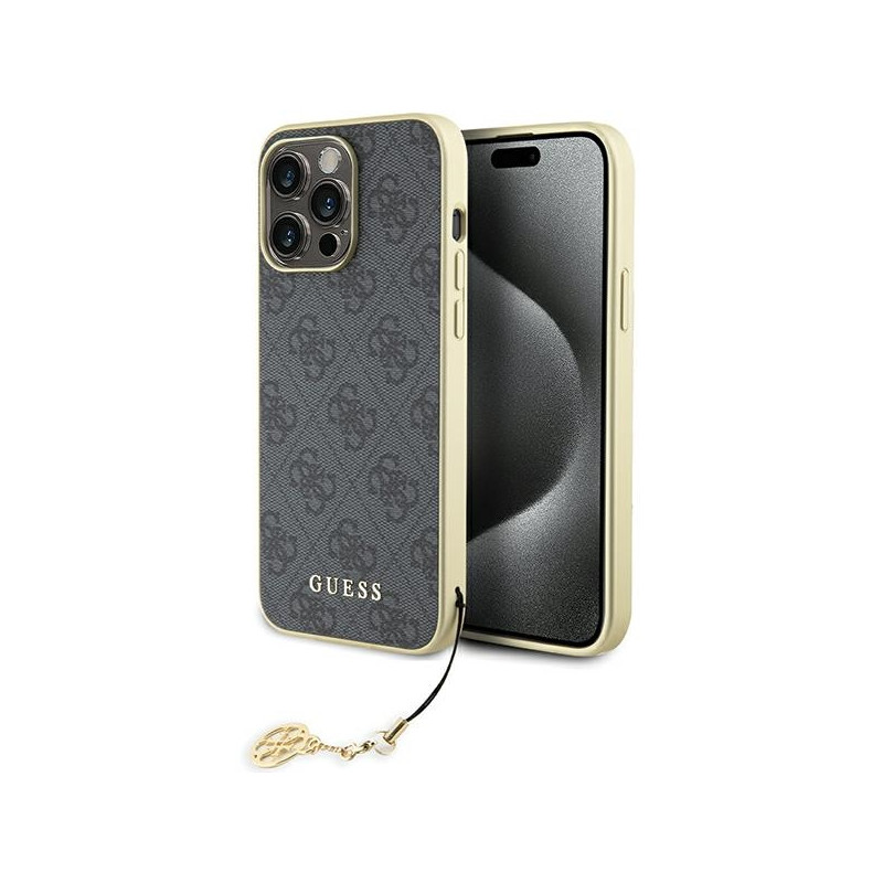 Kryt Guess 4G CHARMS COLLECTION pro iPhone 15 Pro Max - šedý