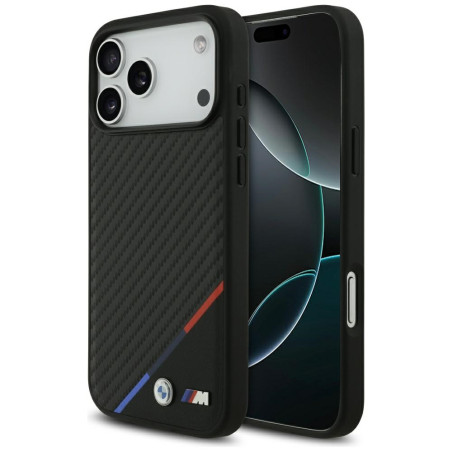 BMW pouzdro M Carbon Tricolor Line MagSafe pro iPhone 17 Pro Max – černé