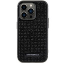 Kryt Karl Lagerfeld Rhinestone Logo Metal Plate pro iPhone 15 Pro - č