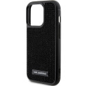 Kryt Karl Lagerfeld Rhinestone Logo Metal Plate pro iPhone 15 Pro - č
