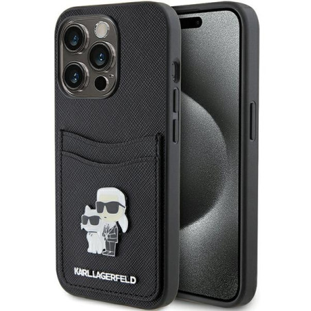 Pouzdro Karl Lagerfeld Saffiano Cardslot pro iPhone 15 Pro - černé
