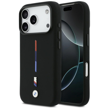 BMW pouzdro M Silicon Tricolor Line MagSafe pro iPhone 17 Pro – černé