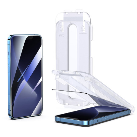 JOYROOM JR-DH09 Ochranné sklo s odstraňovačem prachu 2.5D FULL-COVER 0.33mm pro iPhone 14, montážní rámeček
