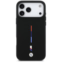 BMW silikonové pouzdro M Silicon Tricolor Line MagSafe pro iPhone 17 Pro Max – černé