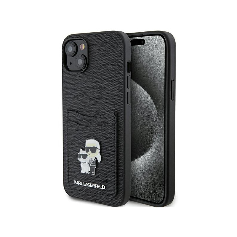 Pouzdro Karl Lagerfeld SAFFIANO CARDSLOT pro iPhone 15 - černé