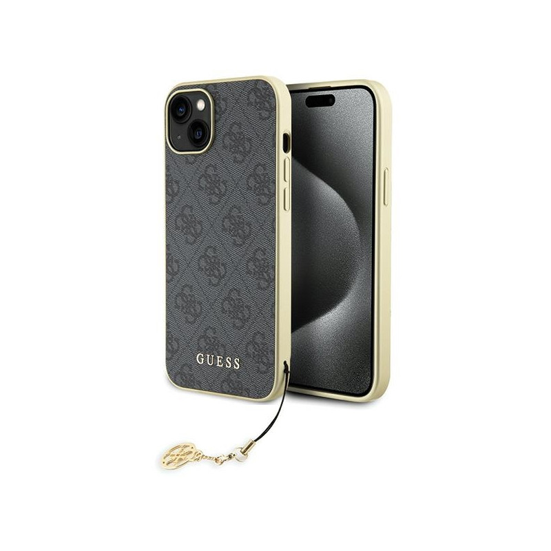 Kryt Guess 4G CHARMS COLLECTION pro iPhone 15 Plus - šedá