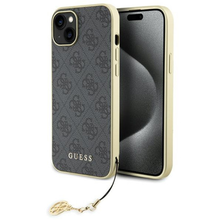 Kryt Guess 4G CHARMS COLLECTION iPhone 15 Plus - šedá